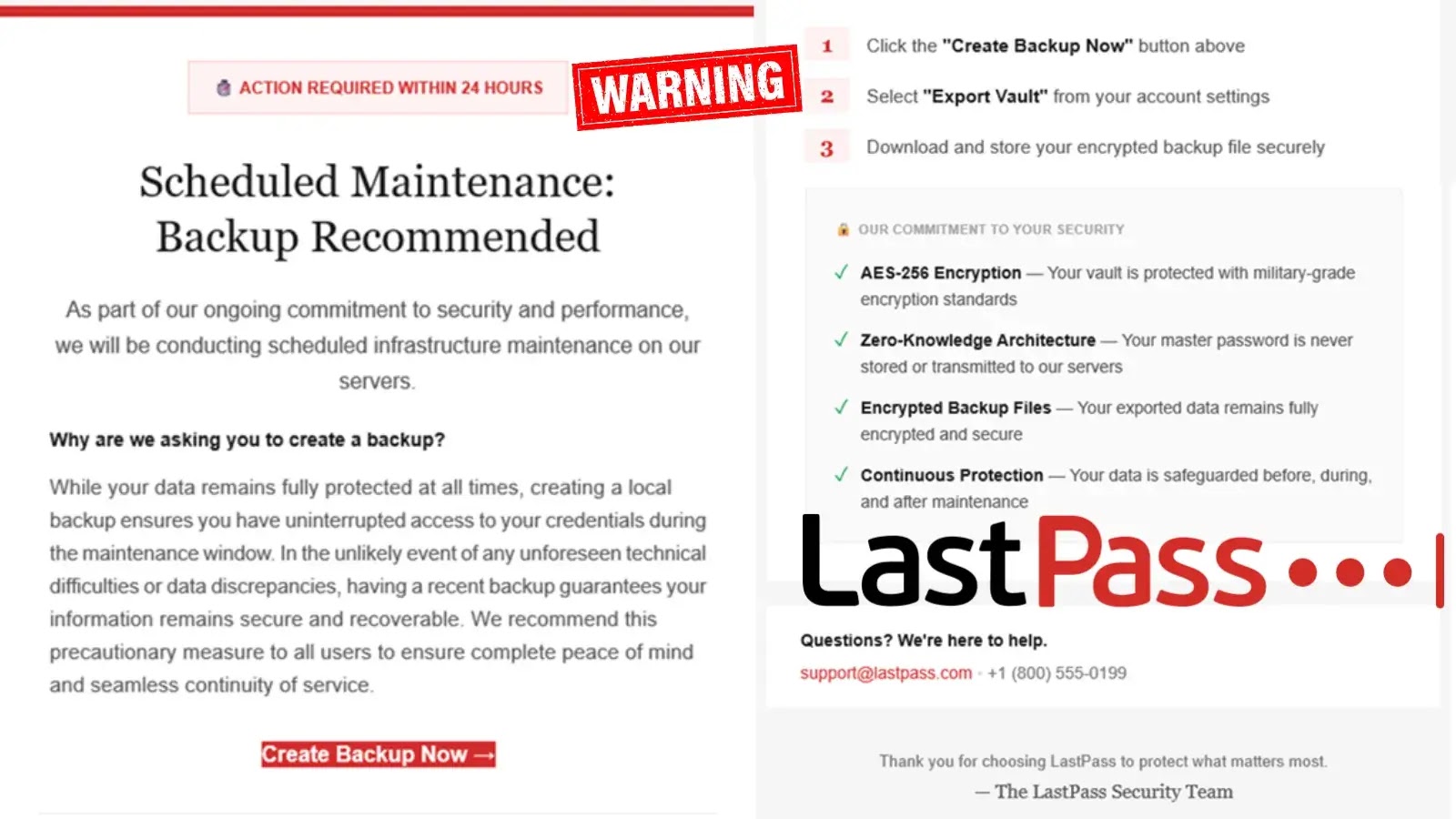 LastPass Warns Fake Maintenance Message